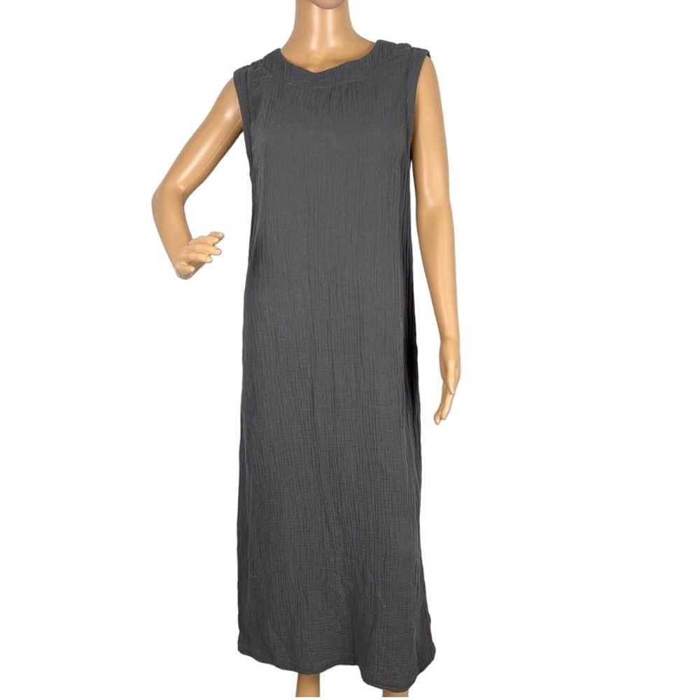 Faherty 100% Organic Cottton Boho Hippie Gauze Gray Effortless Midi Dress M